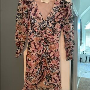 Astr Long Sleeve Floral Dress - Pink and Purple